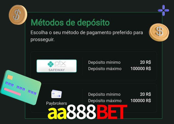 O cassino aa888bet oferece uma grande variedade de métodos de pagamento